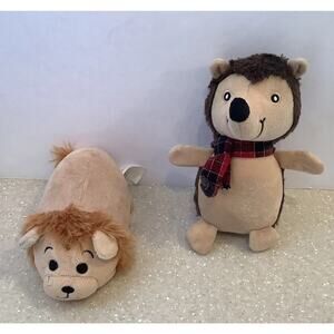 2 Stuffed Animals 1 Holiday Time Hedgehog Plush And 1 MGS Lion Plush Soft Toys
